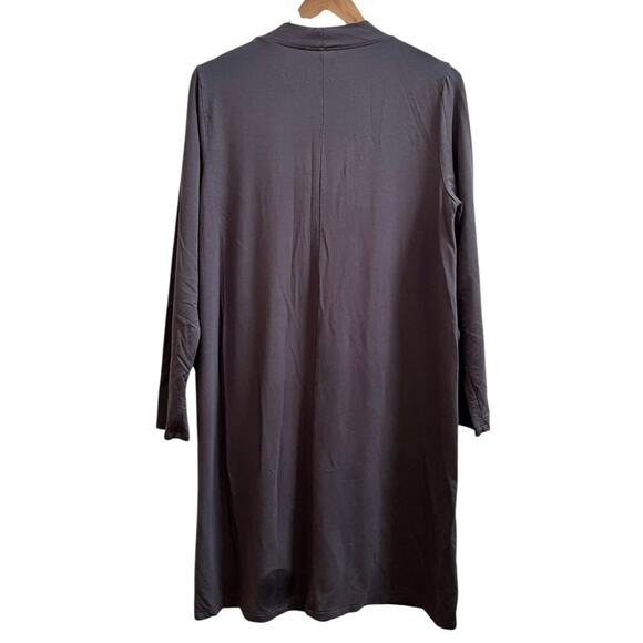 Soft & Cozy Loungewear V Neck Pocket Button Closure Robe Size Medium Gray Bamboo - Picture 3 of 8